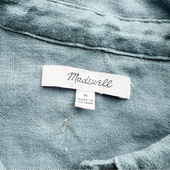 Madewell Flap Pocket Button-Up Shirt in 100% Linen Boxy Oversized Top - Picture 4 of 9